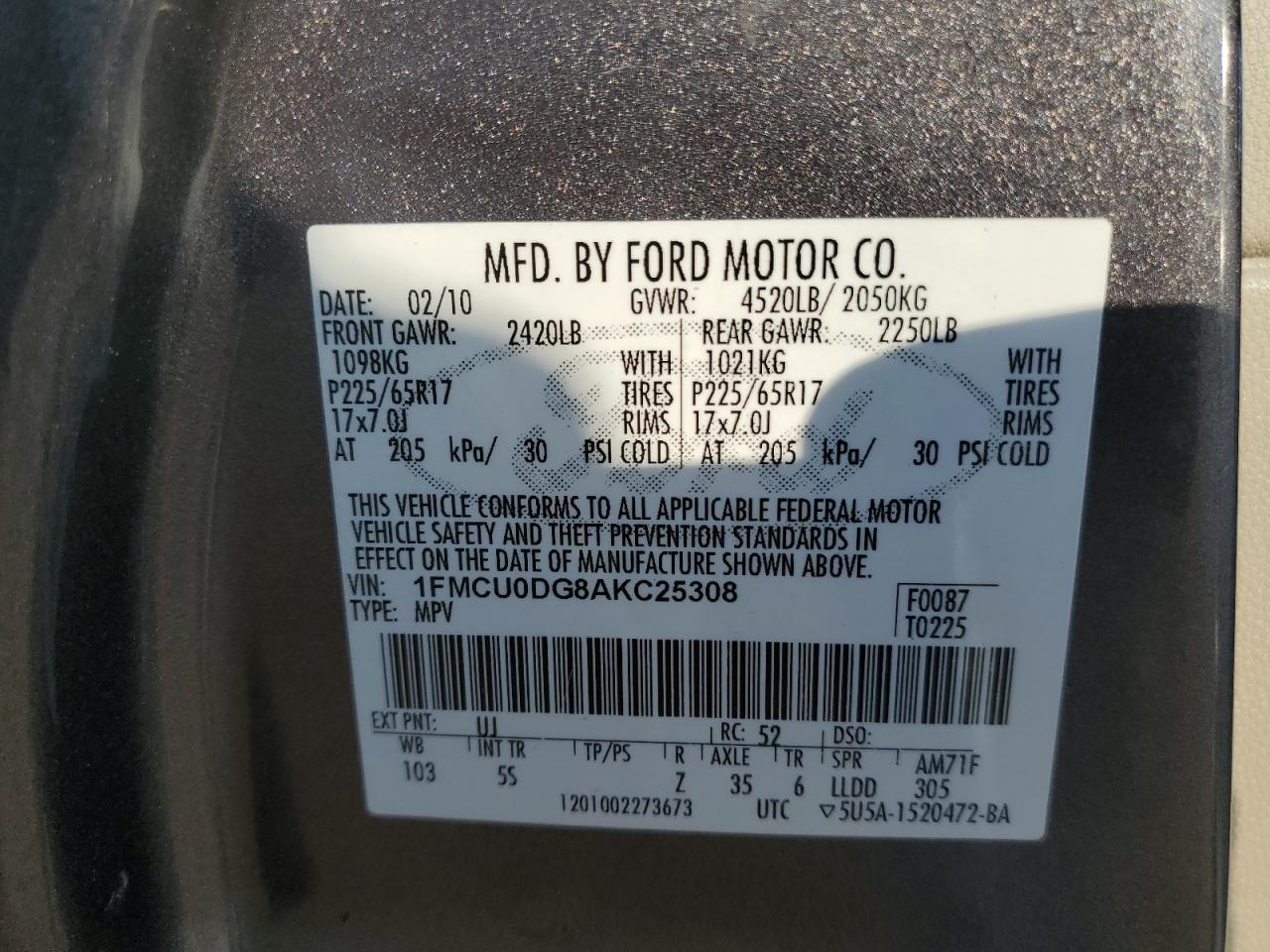 1FMCU0DG8AKC25308 2010 Ford Escape Xlt