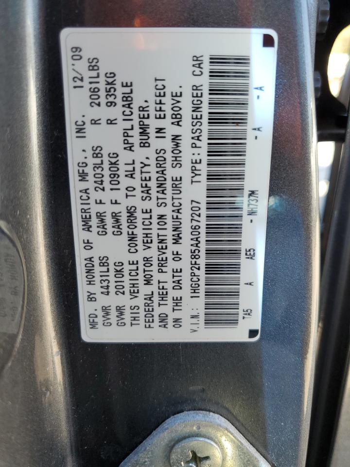 1HGCP2F85AA067207 2010 Honda Accord Exl