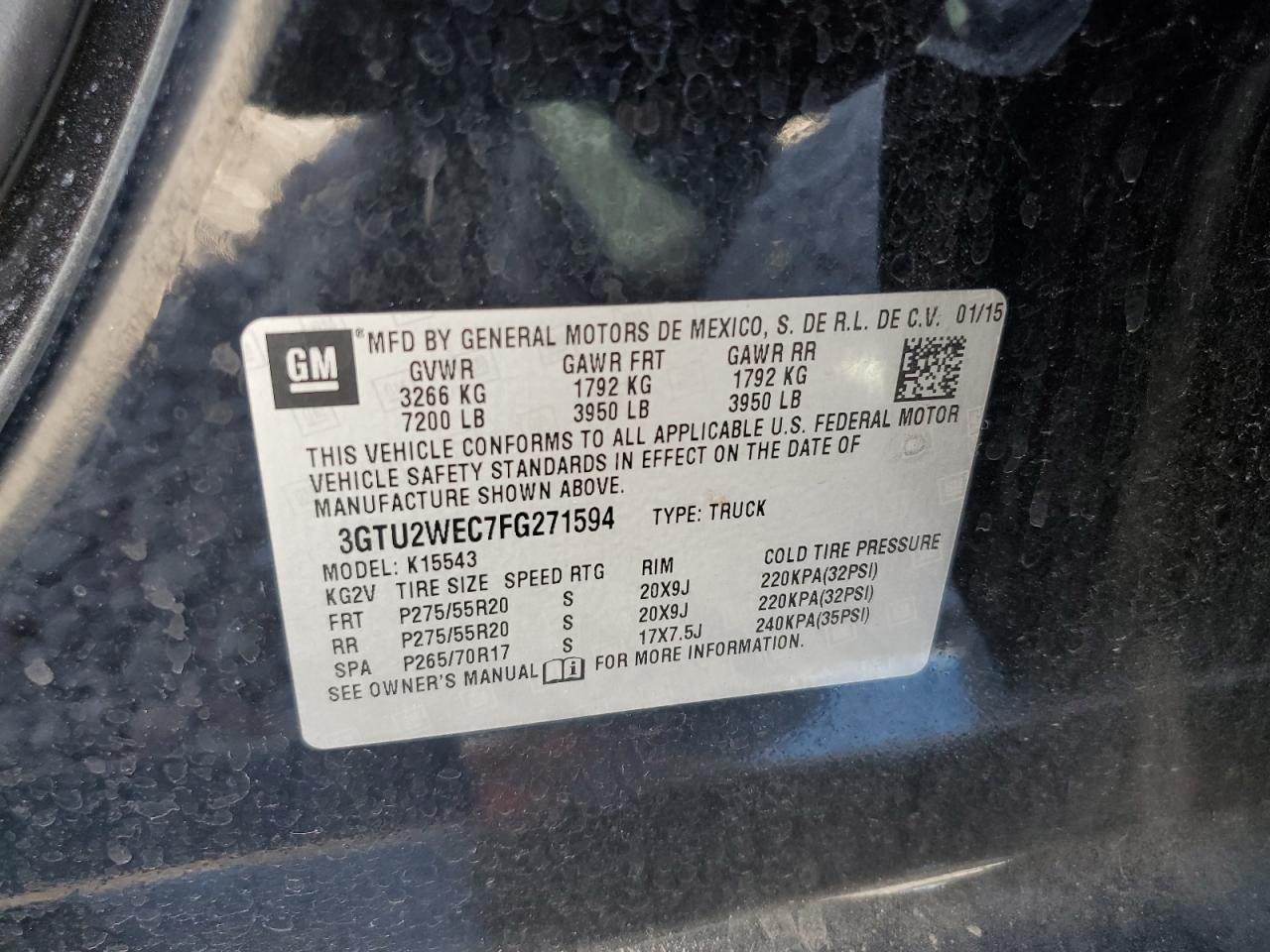 3GTU2WEC7FG271594 2015 GMC Sierra K1500 Denali