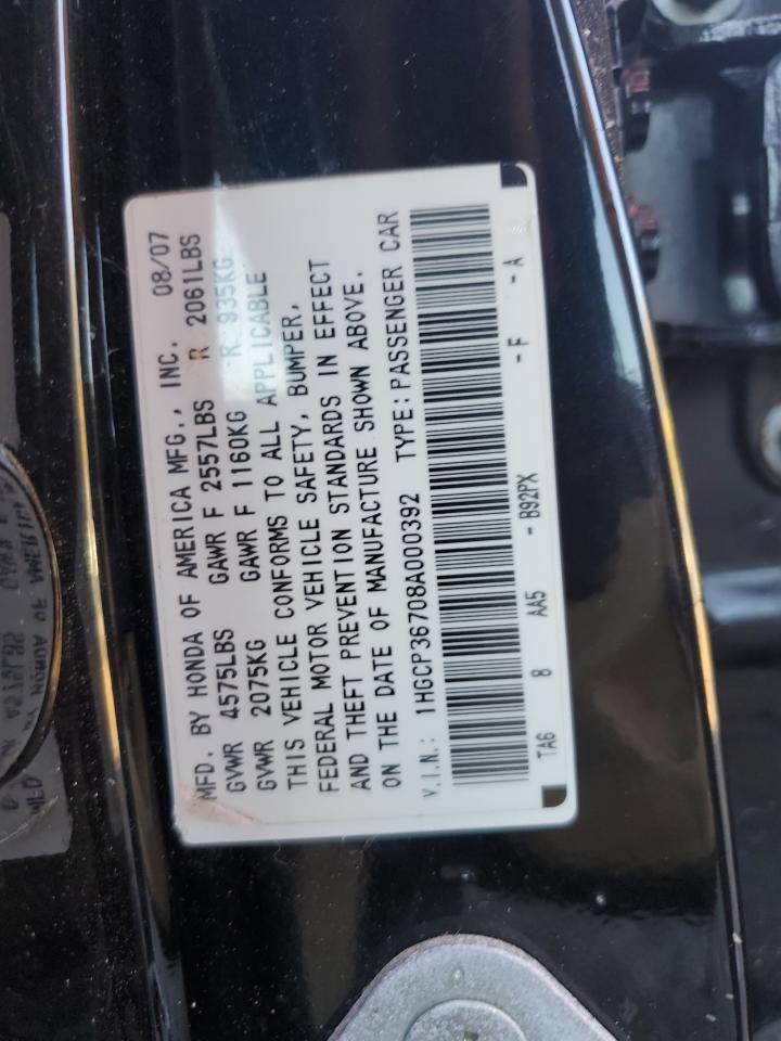 1HGCP36708A000392 2008 Honda Accord Ex