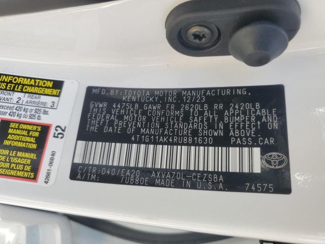 4T1G11AK4RU881630 Toyota Camry SE N 12