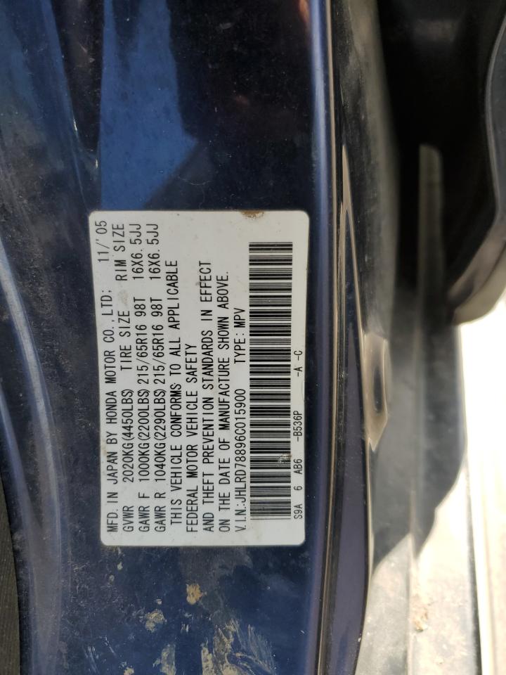 2006 Honda Cr-V Ex VIN: JHLRD78896C015900 Lot: 76527454