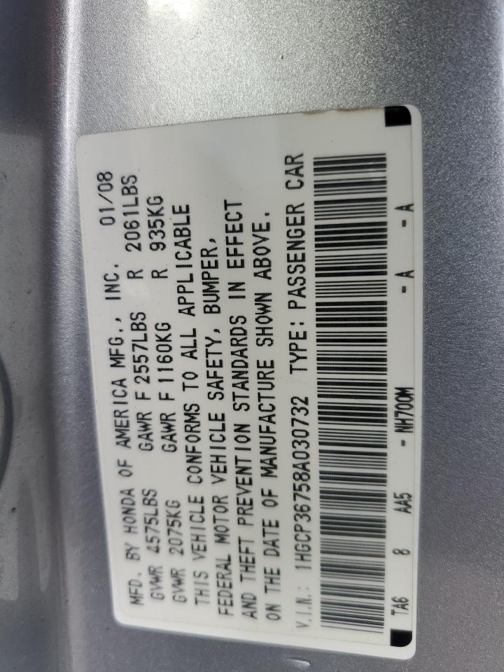 1HGCP36758A030732 2008 Honda Accord Ex