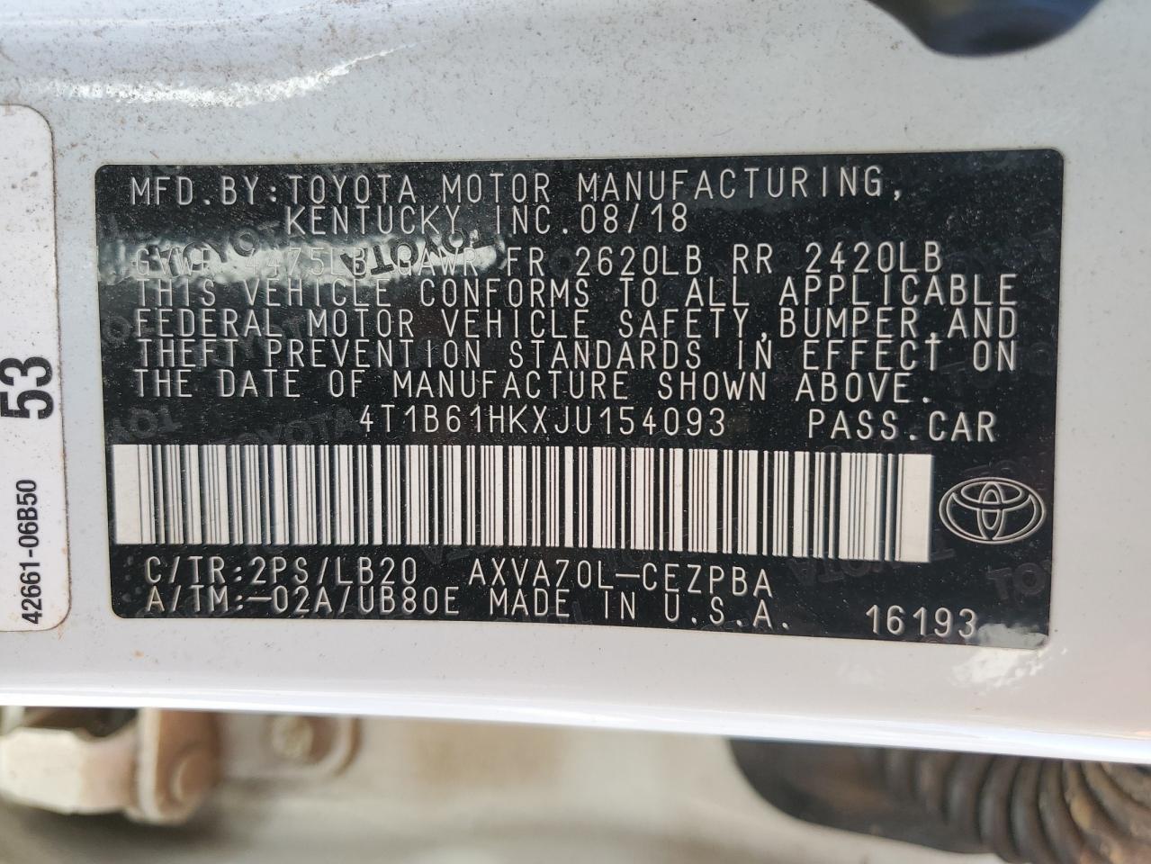 4T1B61HKXJU154093 2018 Toyota Camry Xse