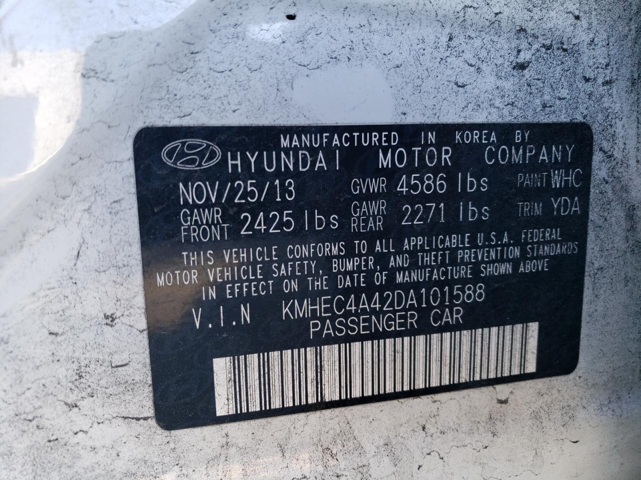 2013 Hyundai Sonata Hybrid VIN: KMHEC4A42DA101588 Lot: 78717774