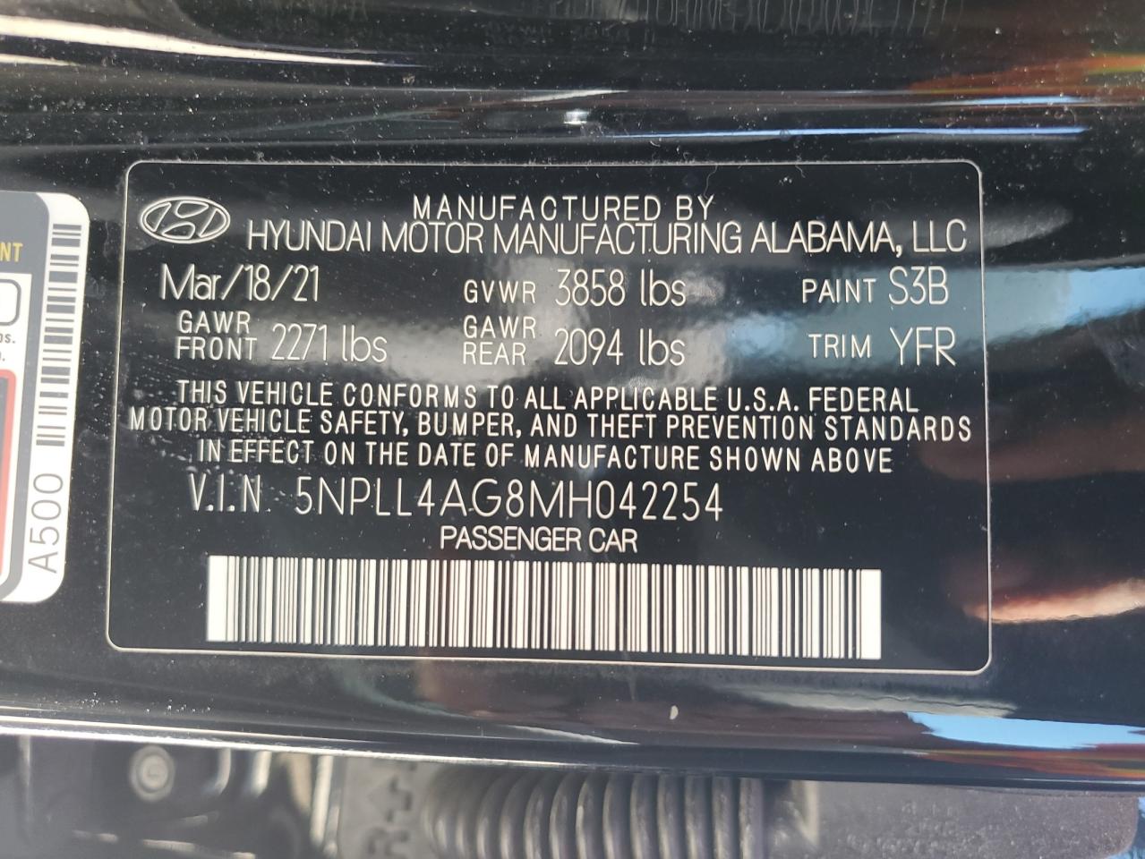 2021 Hyundai Elantra Se VIN: 5NPLL4AG8MH042254 Lot: 74126424