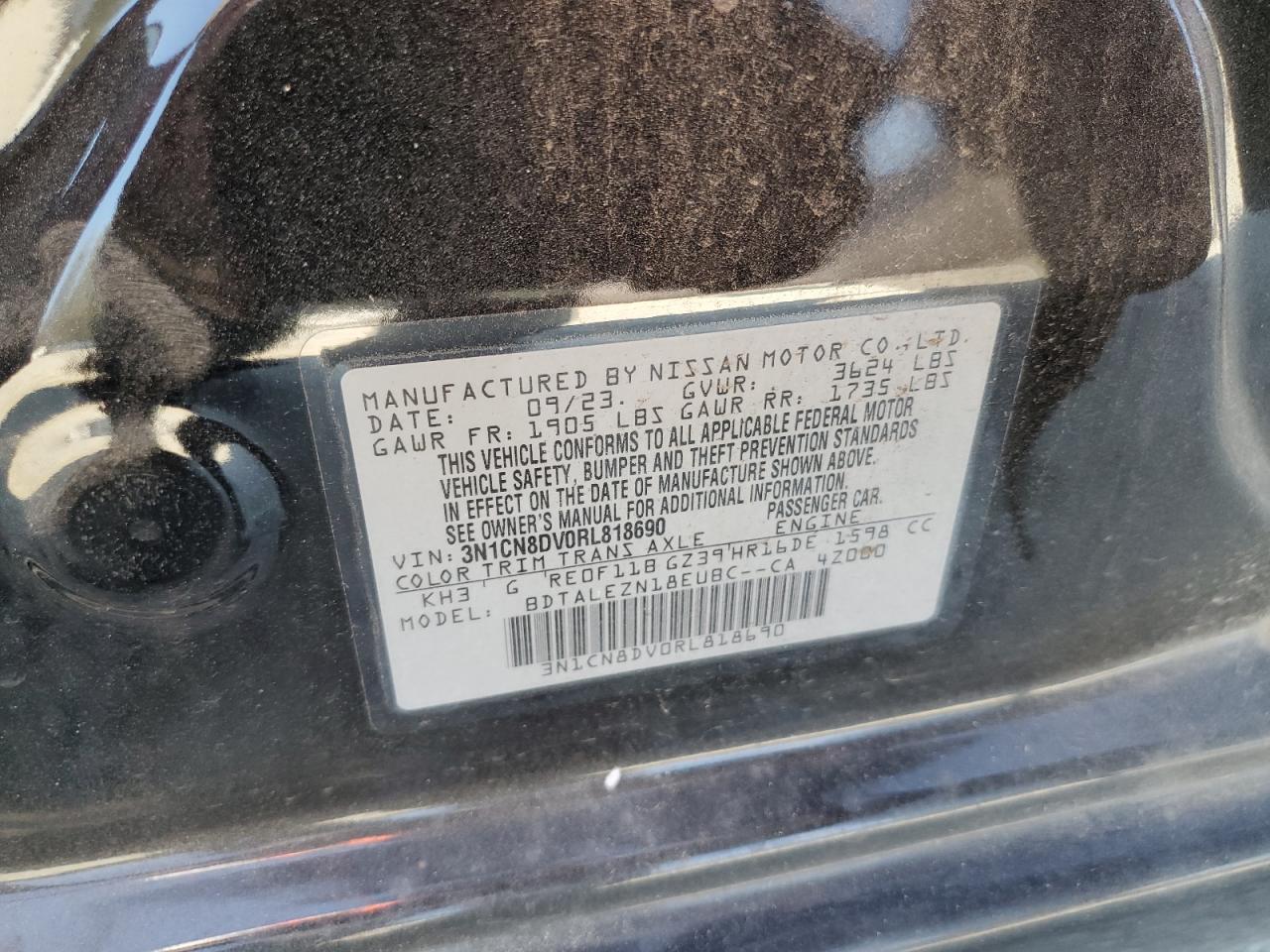 VIN 3N1CN8DV0RL818690 2024 NISSAN VERSA no.12