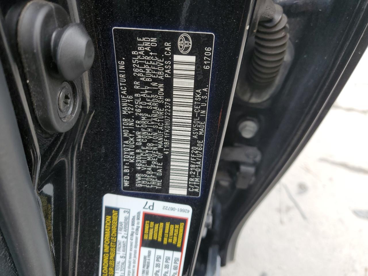 VIN 4T1BF1FK0HU722378 2017 TOYOTA CAMRY no.13