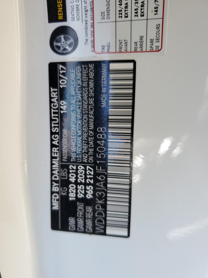 2018 Mercedes-Benz Slc 300 VIN: WDDPK3JA6JF150488 Lot: 74885134