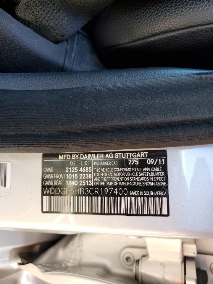 2012 Mercedes-Benz C 350 VIN: WDDGF5HB3CR197400 Lot: 77010364