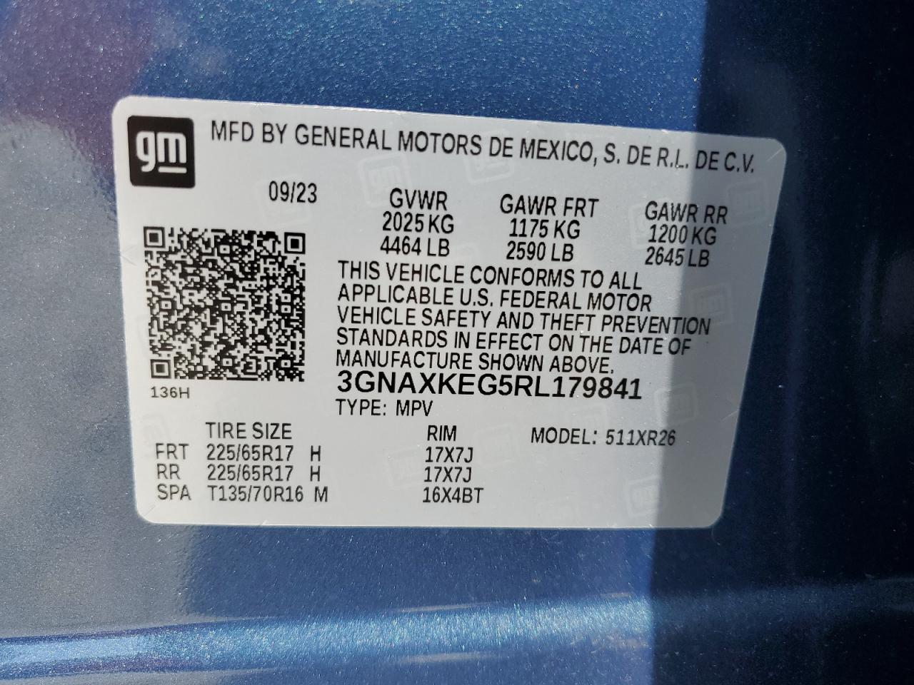 3GNAXKEG5RL179841 2024 Chevrolet Equinox Lt