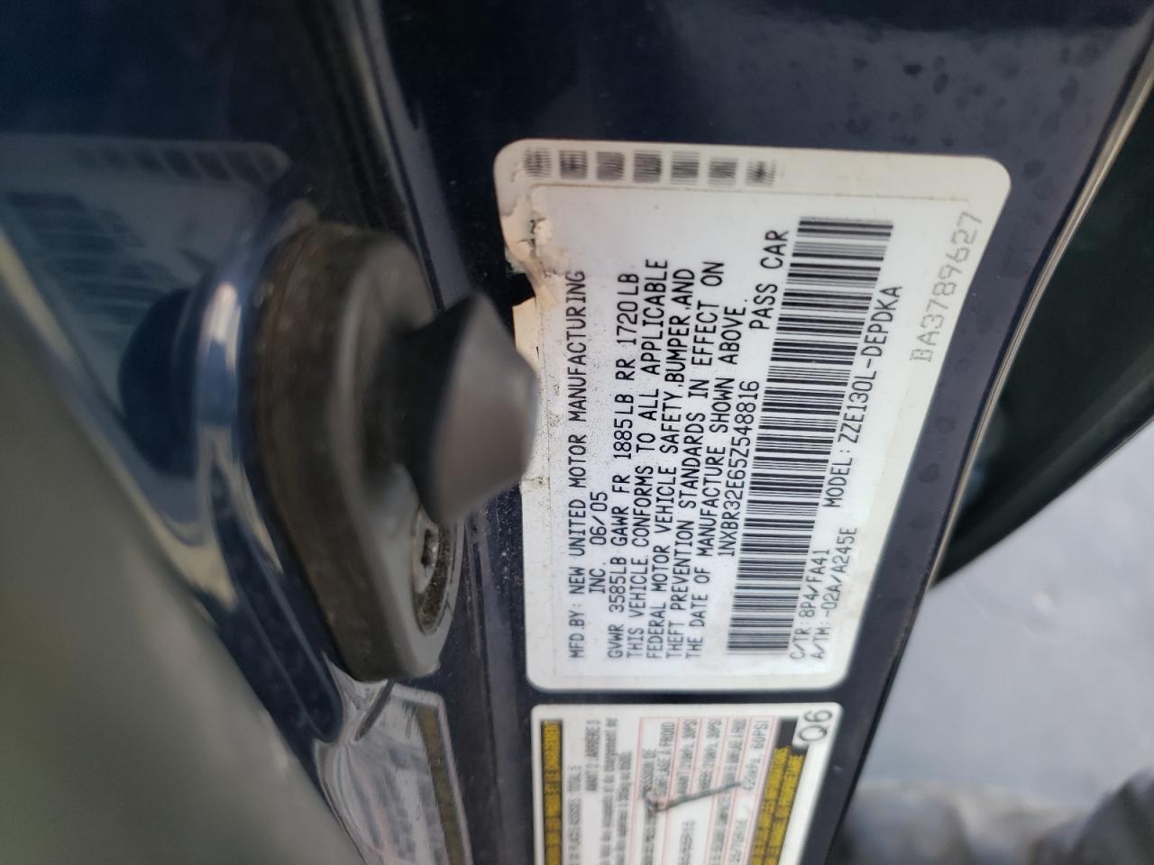 2005 Toyota Corolla Ce VIN: 1NXBR32E65Z548816 Lot: 76084854