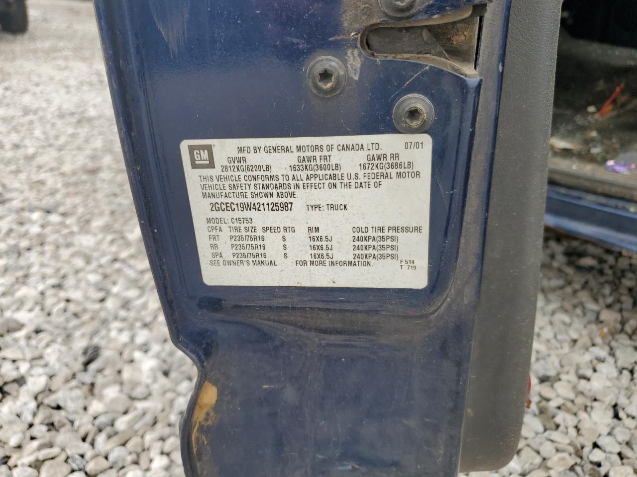 2002 Chevrolet Silverado C1500 VIN: 2GCEC19W421125987 Lot: 73111954