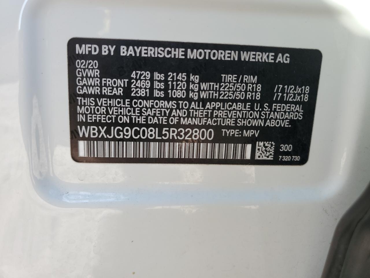 2020 BMW X1 xDrive28I VIN: WBXJG9C08L5R32800 Lot: 76961334