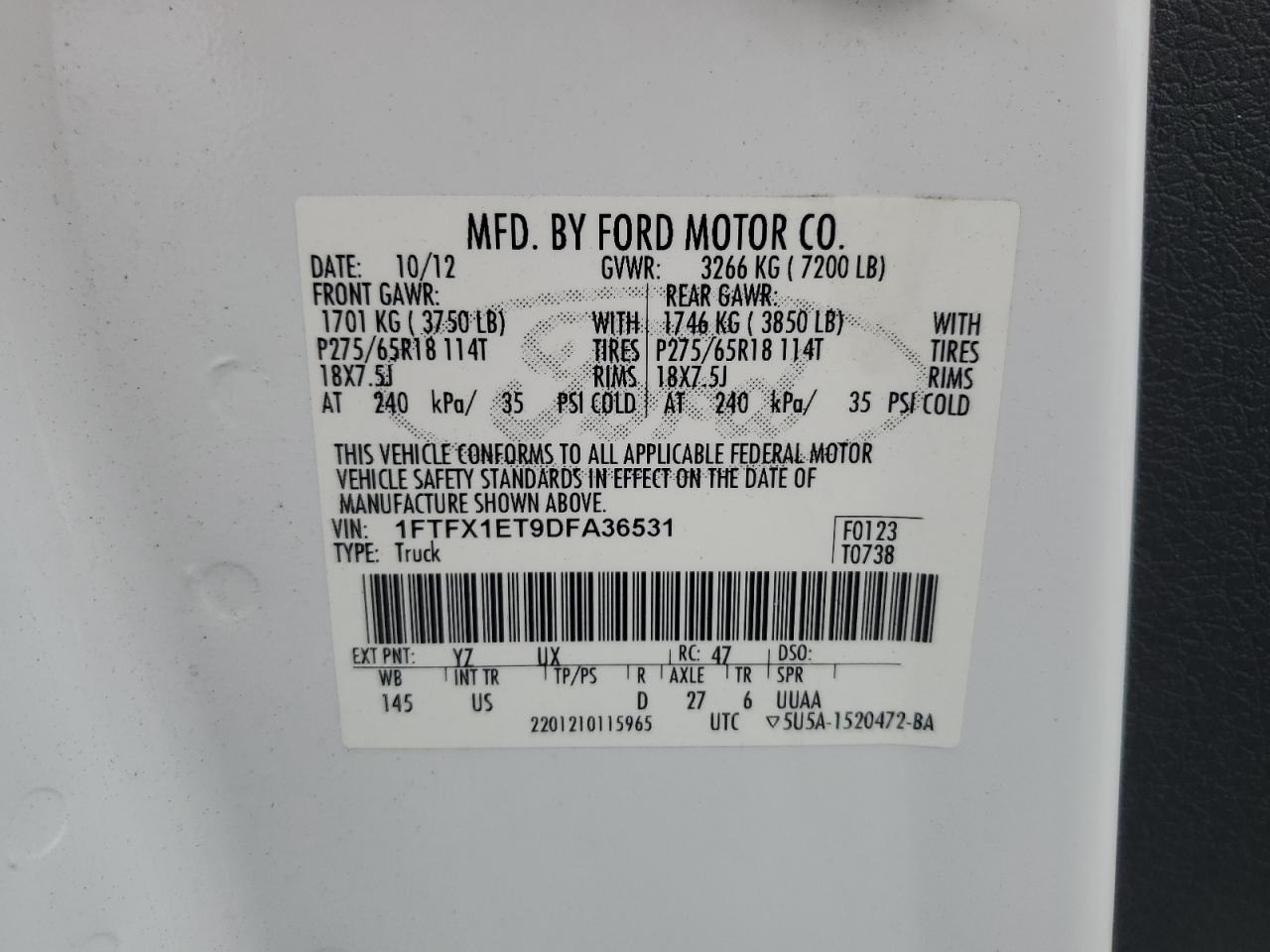 1FTFX1ET9DFA36531 2013 Ford F150 Super Cab