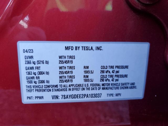 7SAYGDEE2PA103037 Tesla Model Y  13