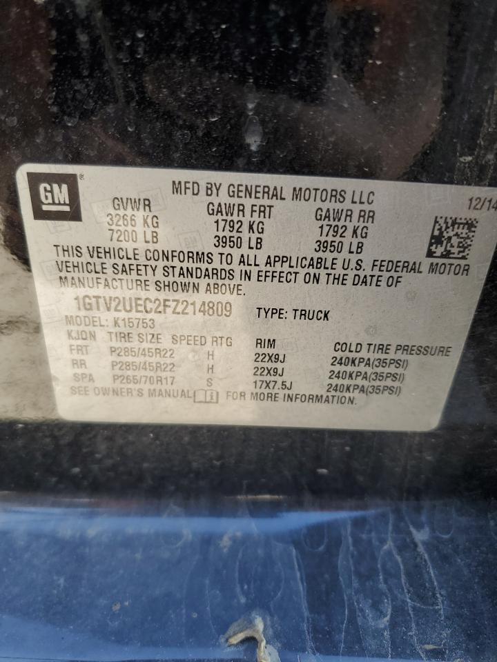 1GTV2UEC2FZ214809 2015 GMC Sierra K1500 Sle