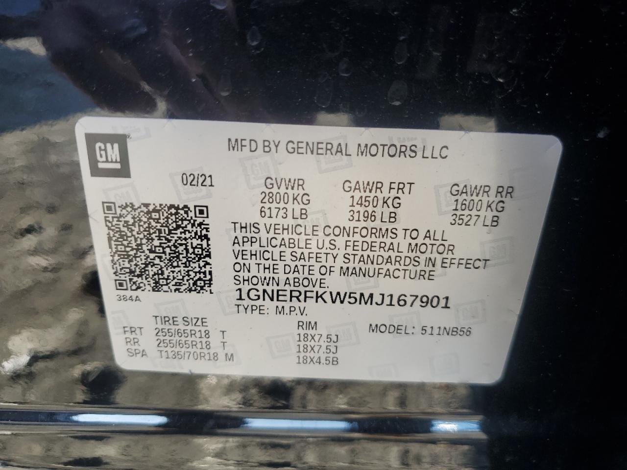 1GNERFKW5MJ167901 2021 Chevrolet Traverse Ls