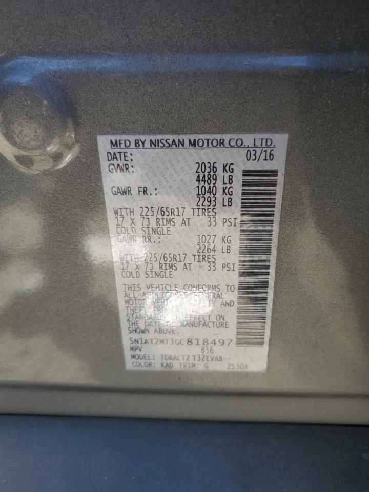 5N1AT2MT3GC818497 2016 Nissan Rogue S