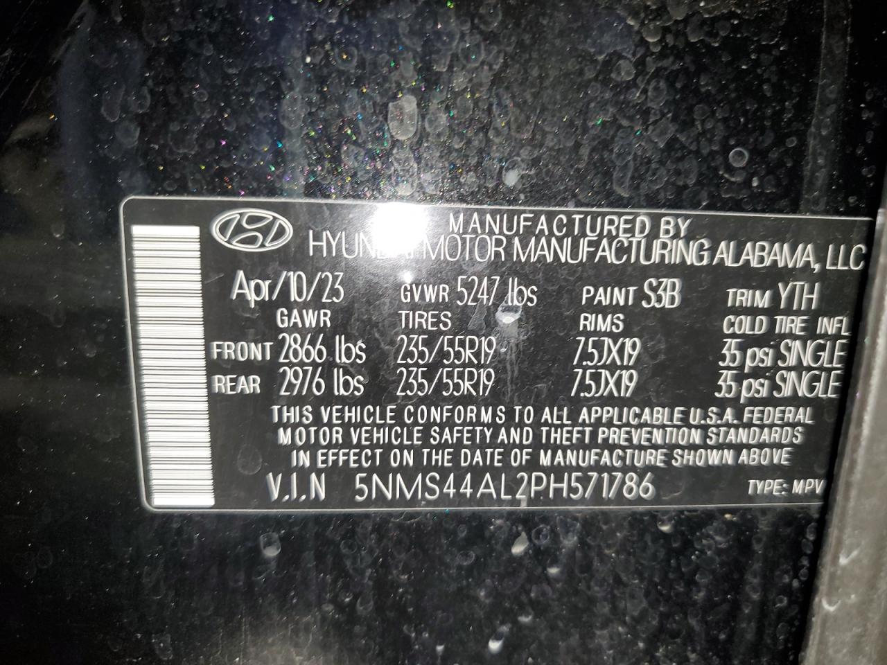 2023 Hyundai Santa Fe Limited VIN: 5NMS44AL2PH571786 Lot: 74050854