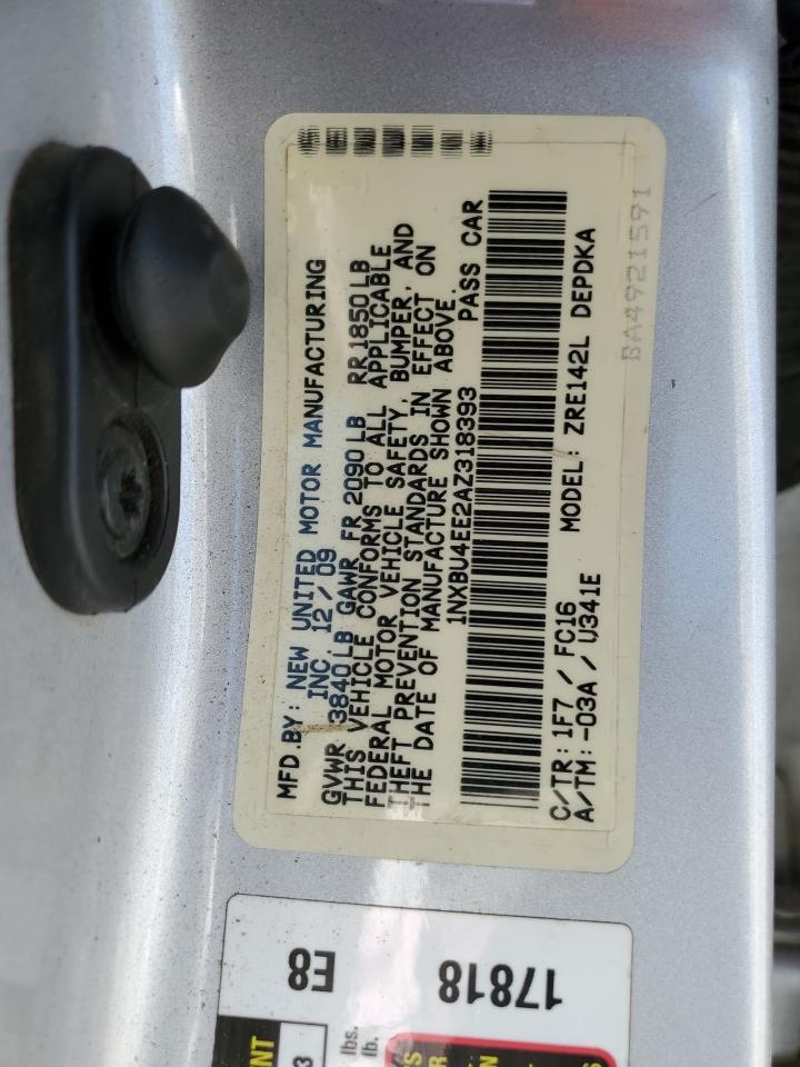 1NXBU4EE2AZ318393 2010 Toyota Corolla Base