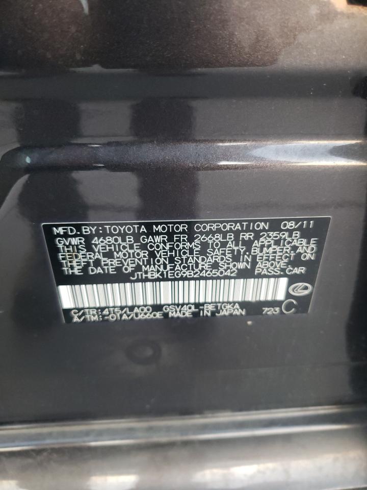 2011 Lexus Es 350 VIN: JTHBK1EG9B2465042 Lot: 72267014