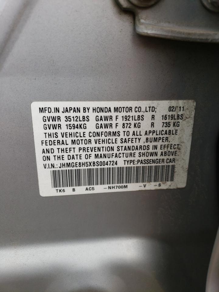 JHMGE8H5XBS004724 2011 Honda Fit Sport