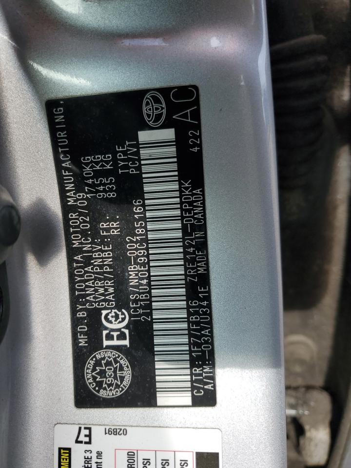 2T1BU40E99C185166 2009 Toyota Corolla Base