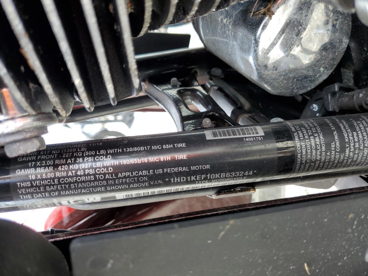 2019 Harley-Davidson Flhtk VIN: 1HD1KEF10KB633244 Lot: 73952914