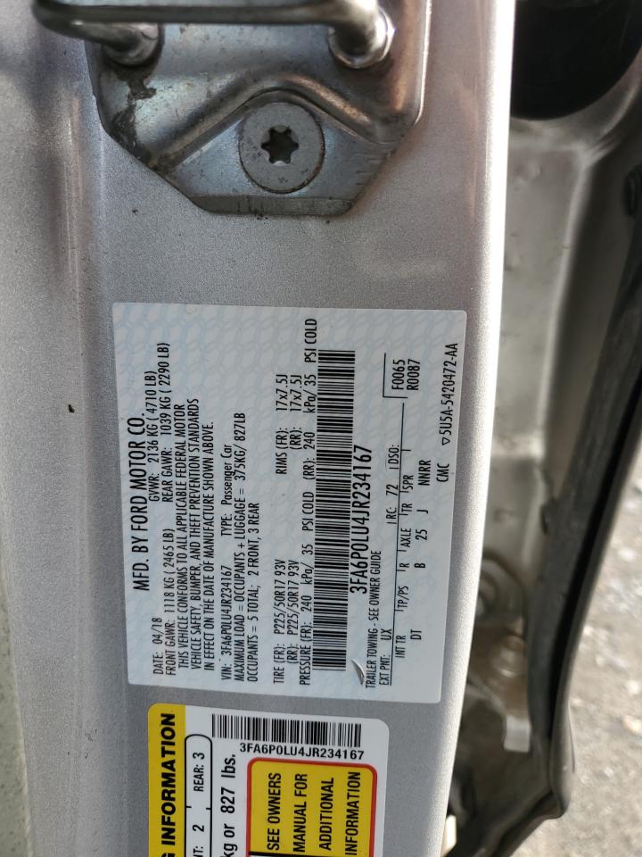 3FA6P0LU4JR234167 2018 Ford Fusion Se Hybrid