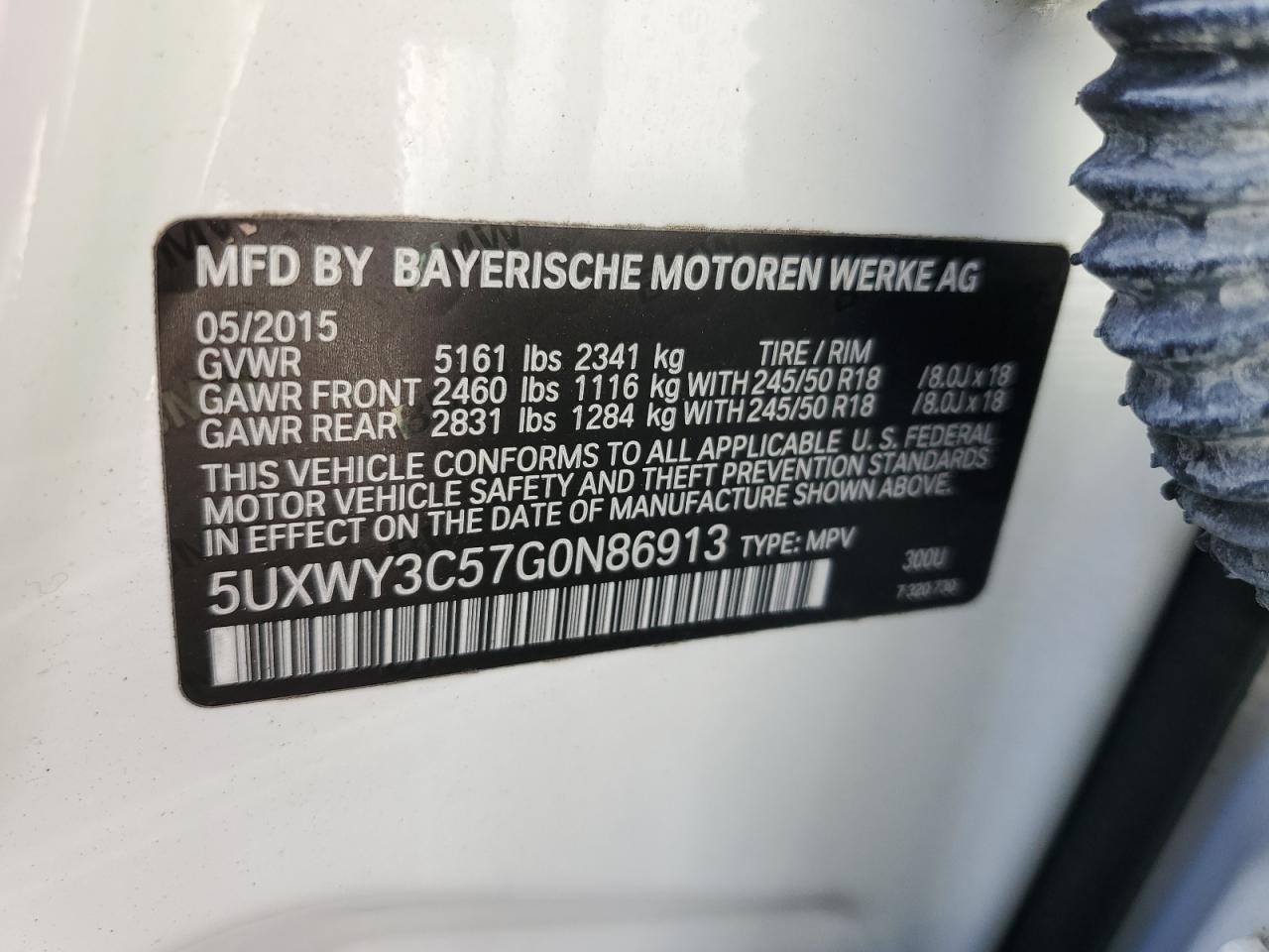 5UXWY3C57G0N86913 2016 BMW X3 xDrive28D