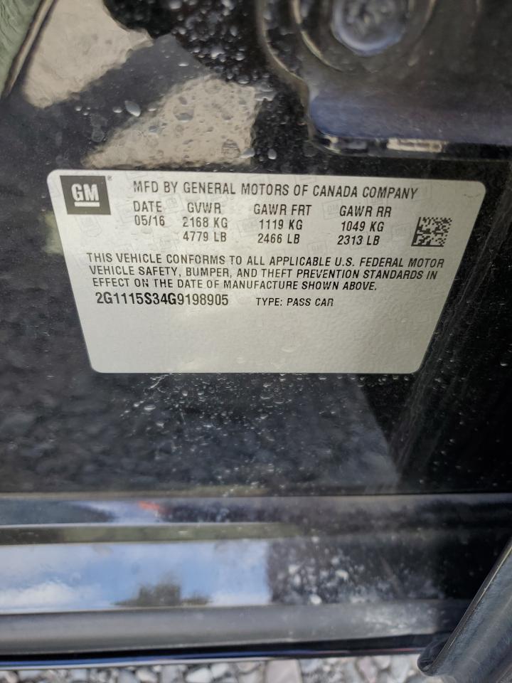 2G1115S34G9198905 2016 Chevrolet Impala Lt