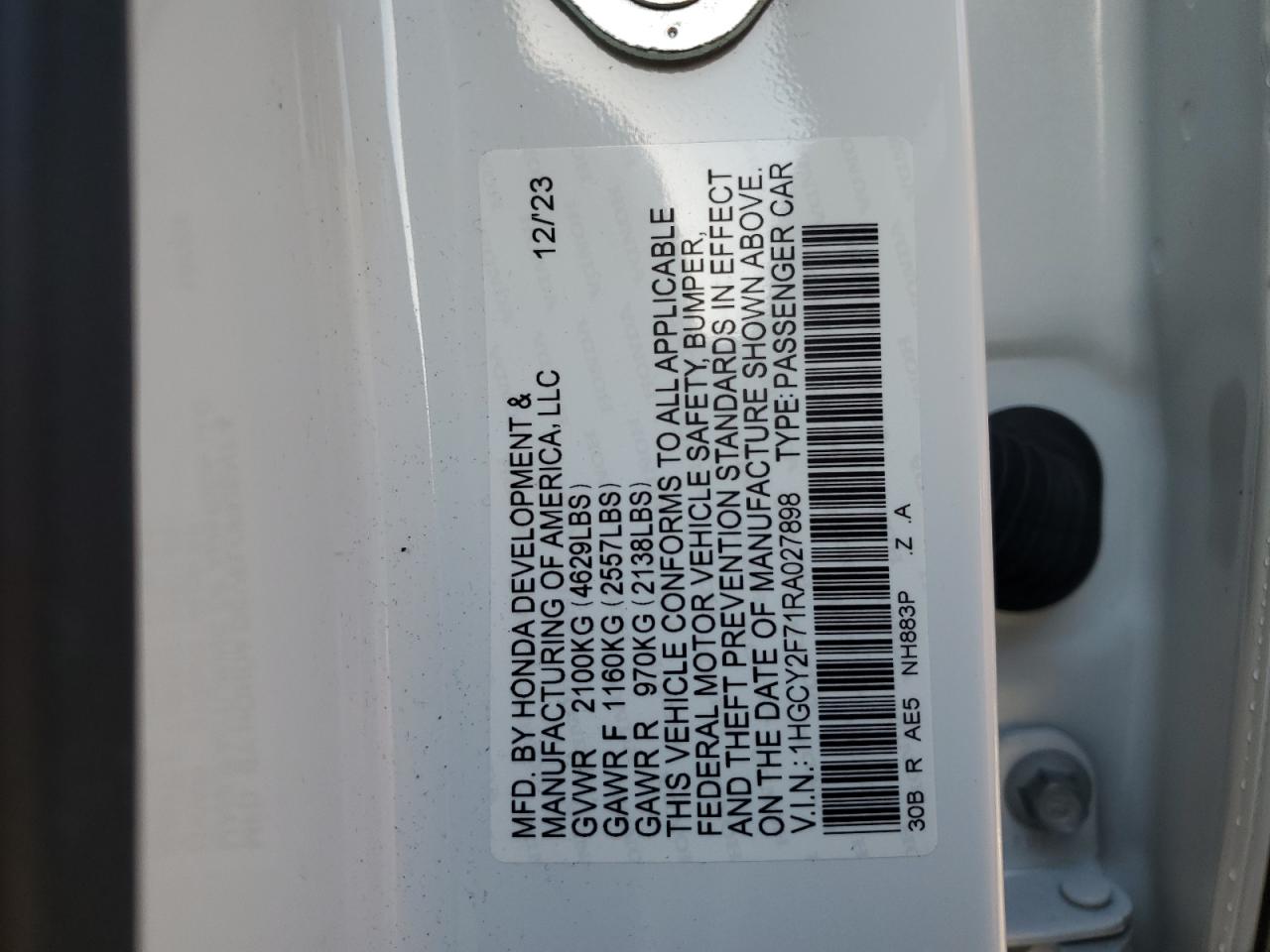 1HGCY2F71RA027898 2024 Honda Accord Hybrid Sport-L