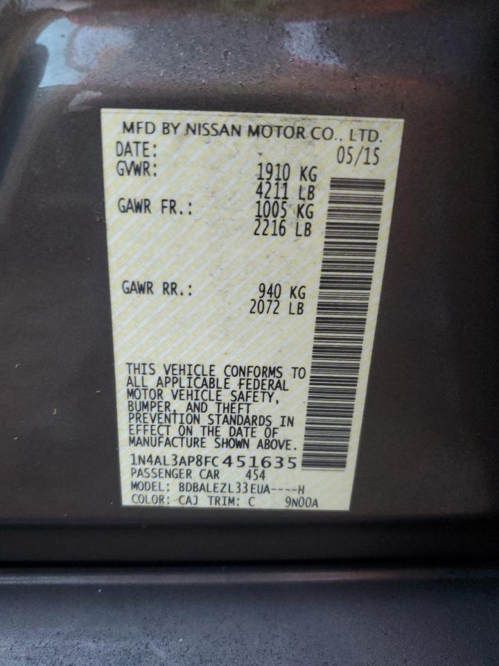 1N4AL3AP8FC451635 2015 Nissan Altima 2.5