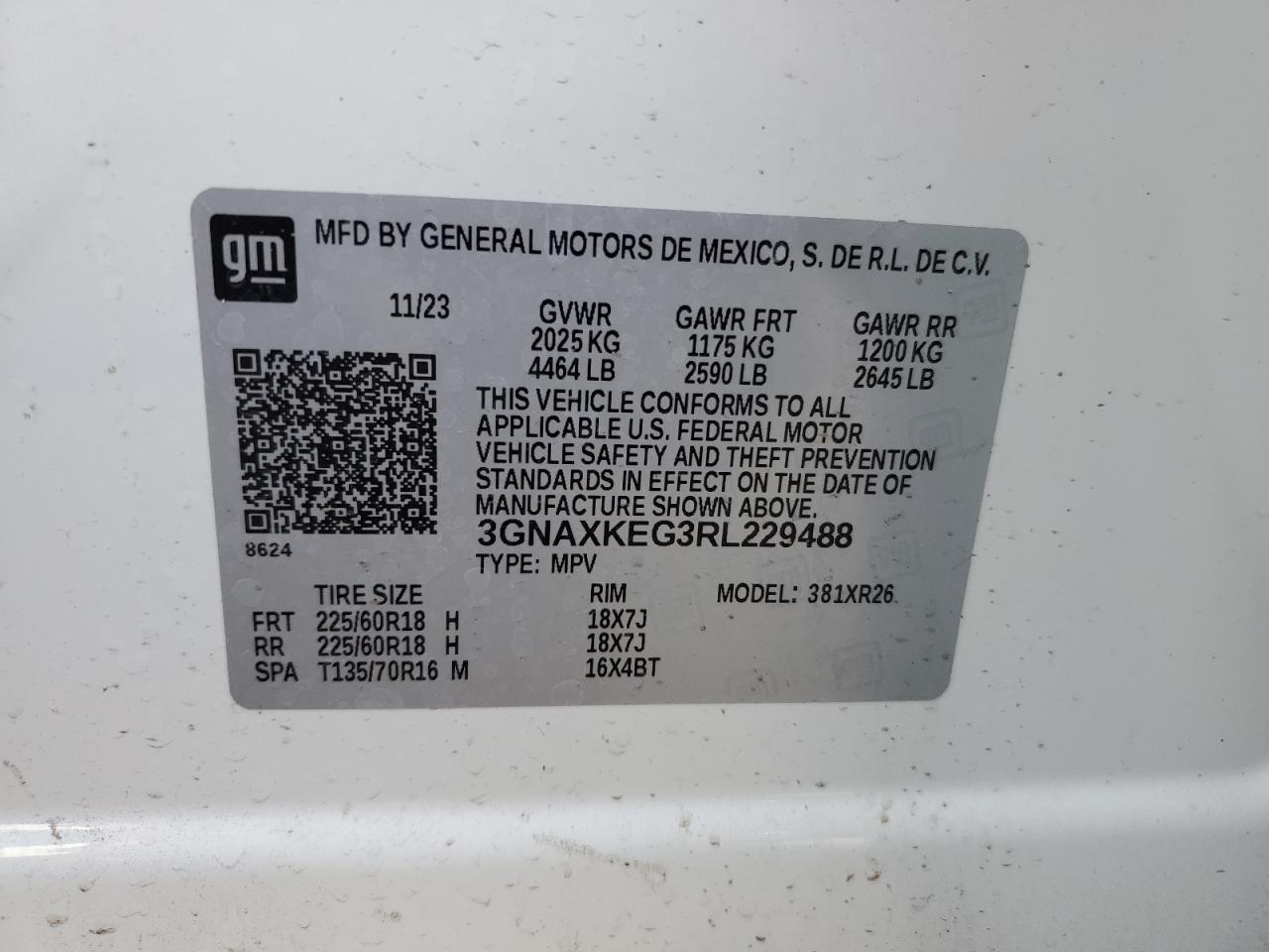 VIN 3GNAXKEG3RL229488 2024 CHEVROLET EQUINOX no.13