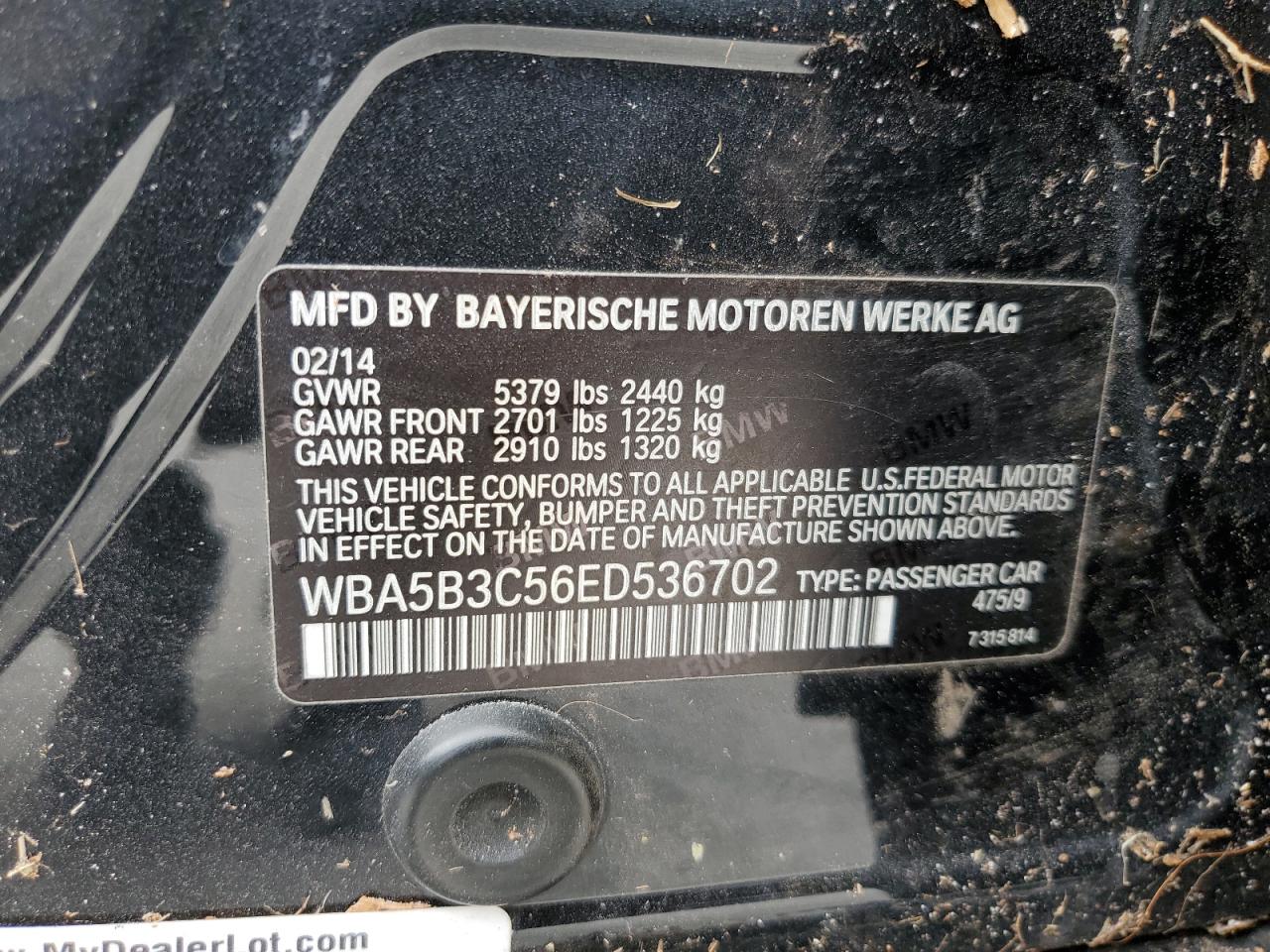 WBA5B3C56ED536702 2014 BMW 535 Xi