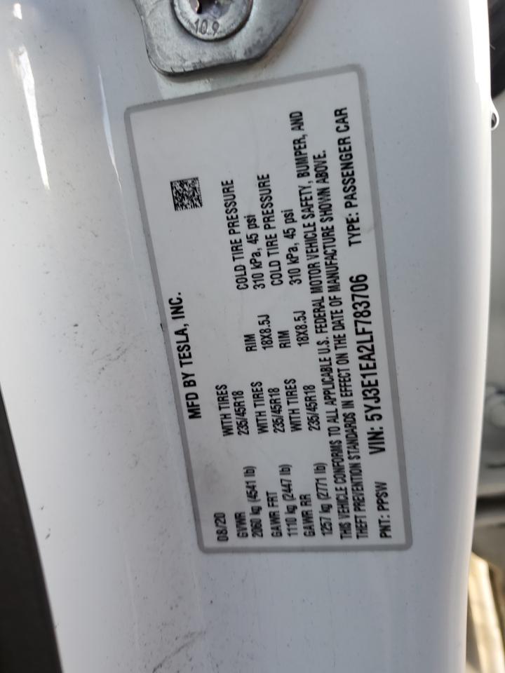 5YJ3E1EA2LF783706 2020 Tesla Model 3