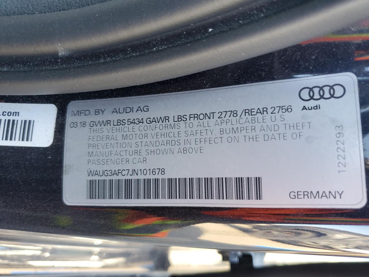 2018 Audi A6 Premium Plus VIN: WAUG3AFC7JN101678 Lot: 75649144