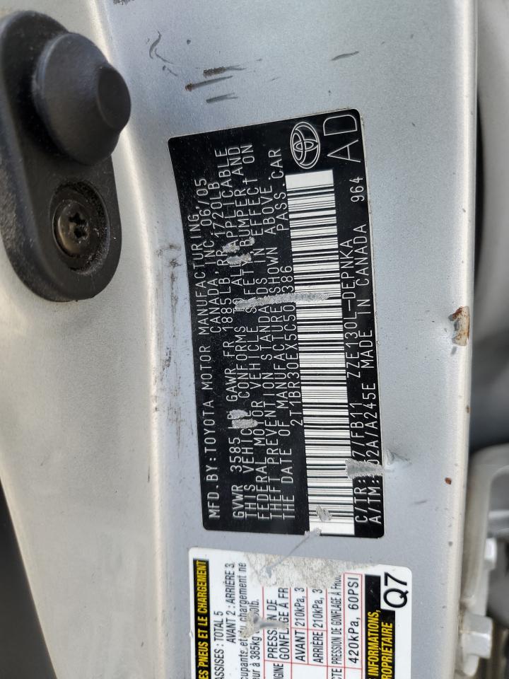 2005 Toyota Corolla Ce VIN: 2T1BR30EX5C508386 Lot: 75825894