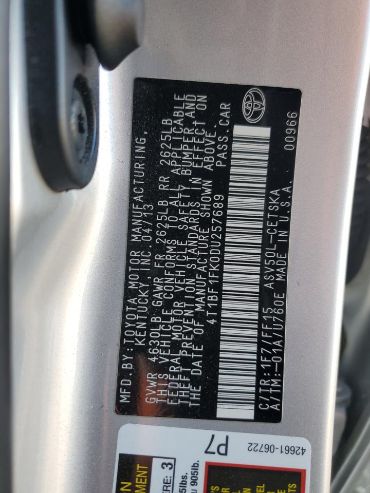 4T1BF1FK0DU257689 2013 Toyota Camry L