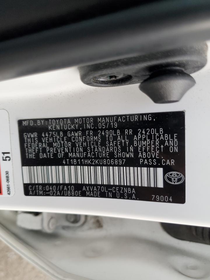 4T1B11HK2KU806897 2019 Toyota Camry L