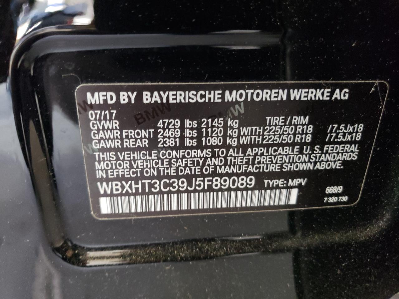 WBXHT3C39J5F89089 2018 BMW X1 xDrive28I