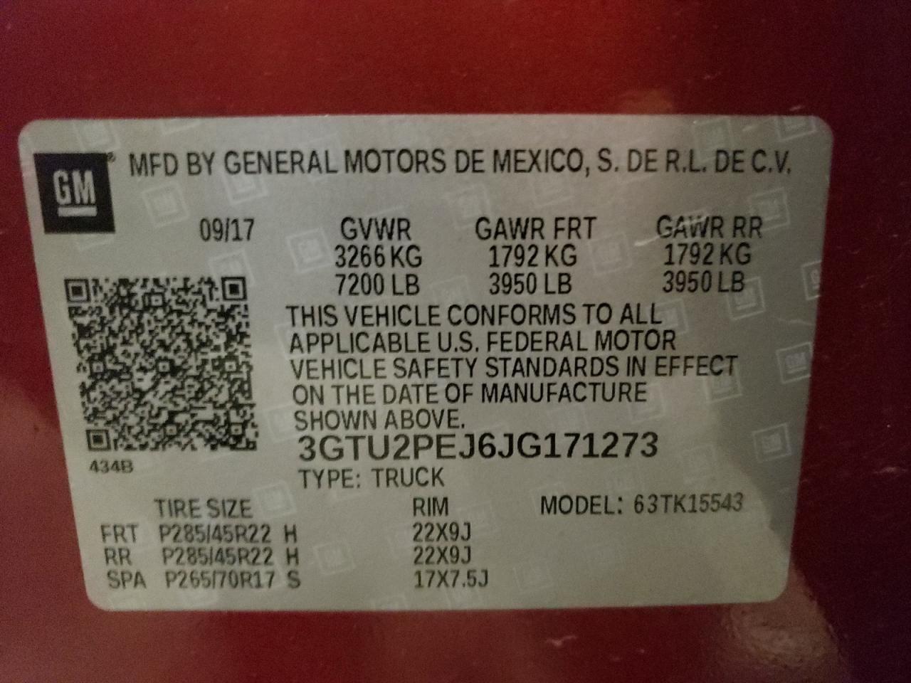 3GTU2PEJ6JG171273 2018 GMC Sierra K1500 Denali