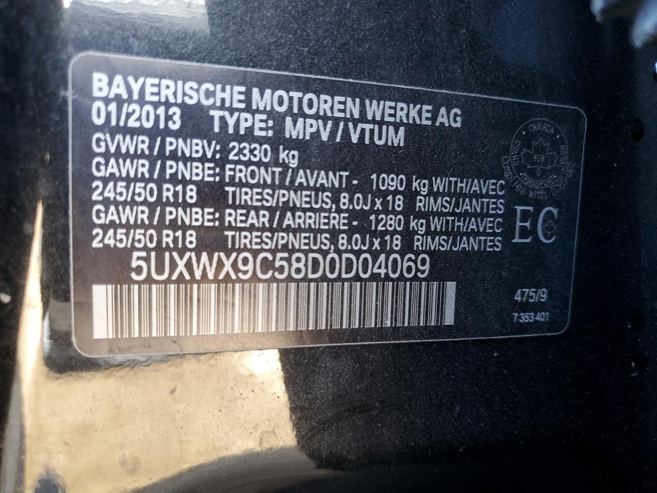 5UXWX9C58D0D04069 2013 BMW X3 xDrive28I