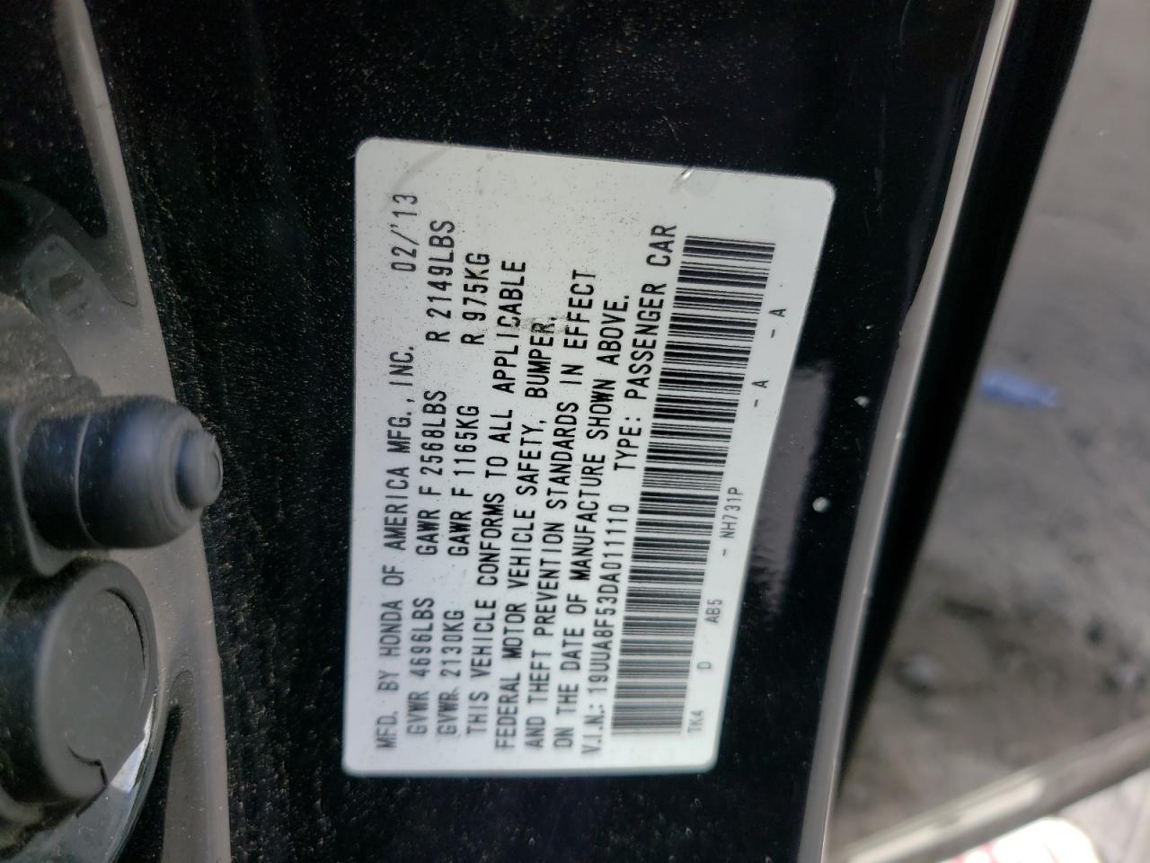 19UUA8F53DA011110 2013 Acura Tl Tech