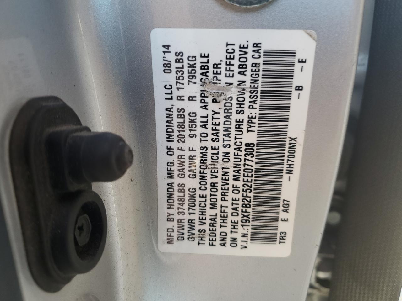 19XFB2F52EE077308 2014 Honda Civic Lx