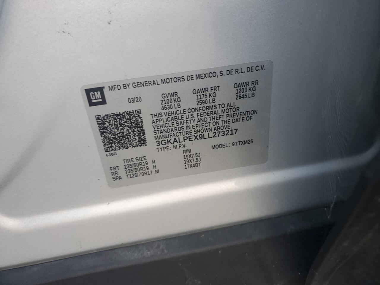 3GKALPEX9LL273217 2020 GMC Terrain Slt