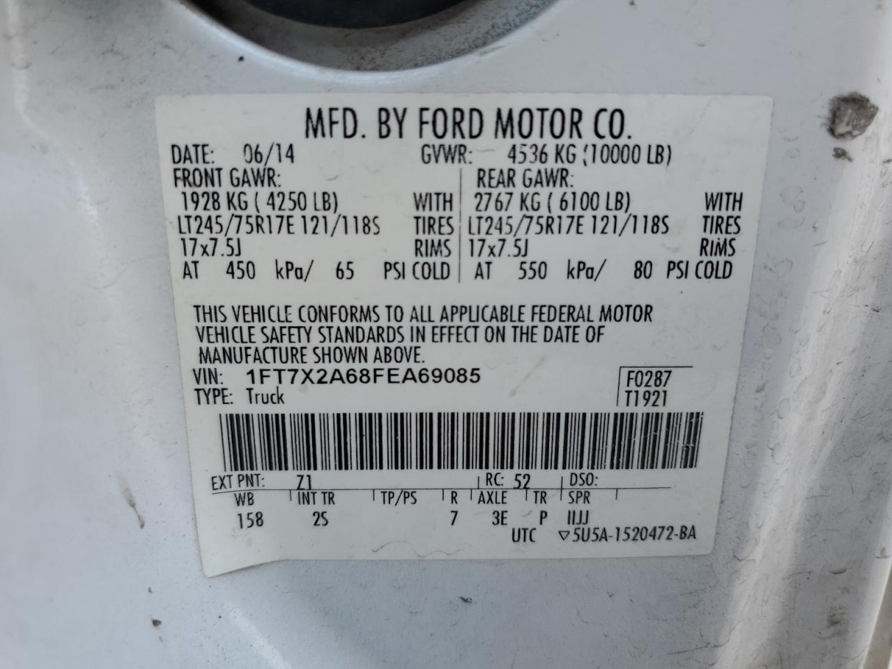 1FT7X2A68FEA69085 2015 Ford F250 Super Duty