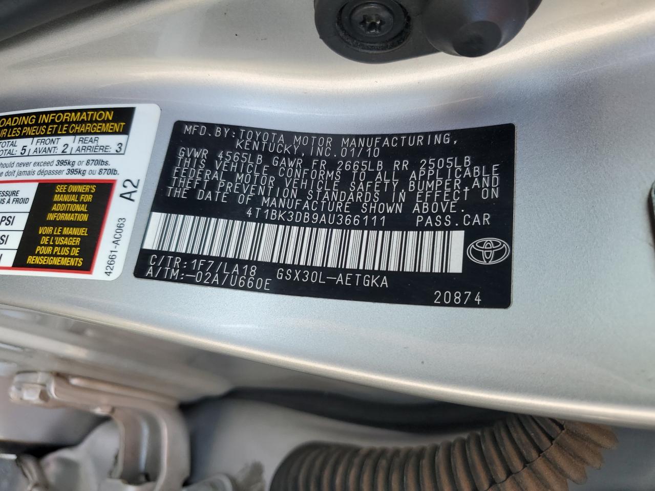 4T1BK3DB9AU366111 2010 Toyota Avalon Xl