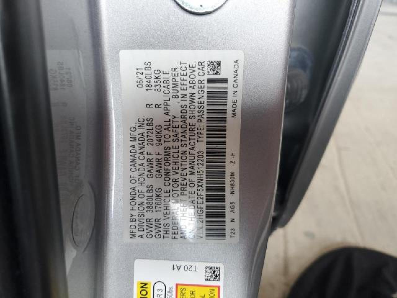 2HGFE2F5XNH512203 2022 Honda Civic Sport